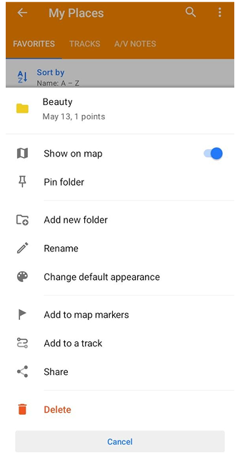 Funzioni cartella Preferiti Android
