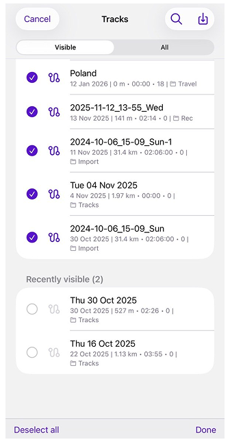Configura mappa tracce iOS