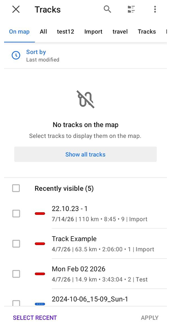 Configura mappa tracce Android
