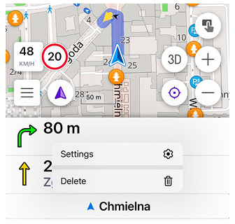 Nome via senza prossima svolta iOS