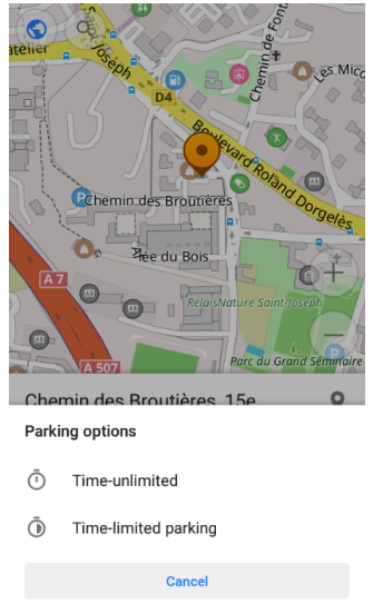Parkeerplaats instellen in Android