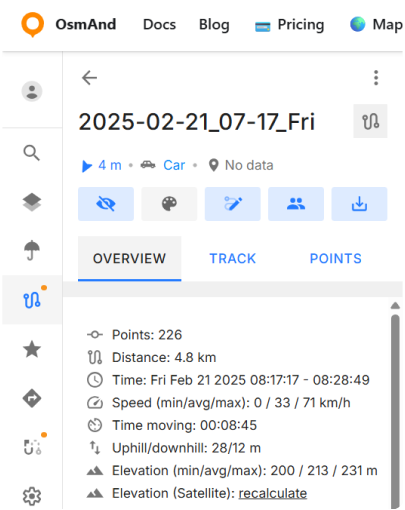 Menu Kaart configureren Tracks