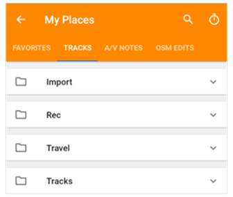 Mijn plaatsen menu Android