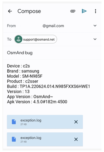 Stuur crash logs vanaf Android 2