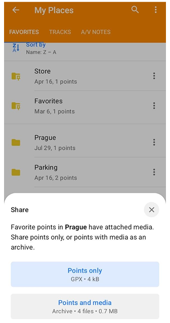 Funkcje folderu ulubionych android