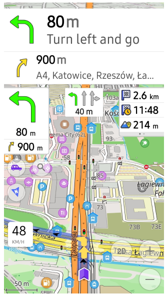 Widżet następnych zakrętów