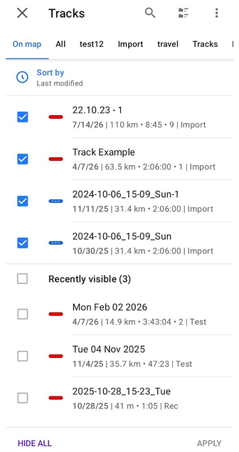 Konfiguracja mapy śladów Android