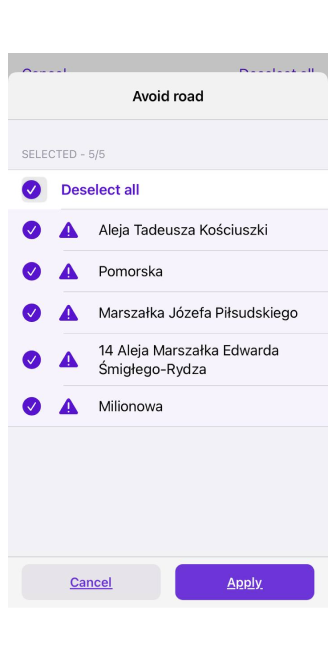 Експорт доріг для уникнення на мапі iOS 2