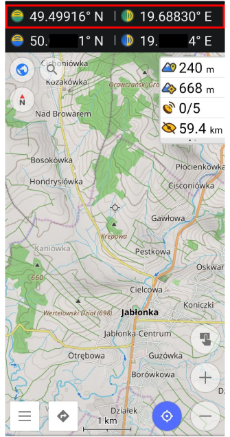 Віджет координат Android