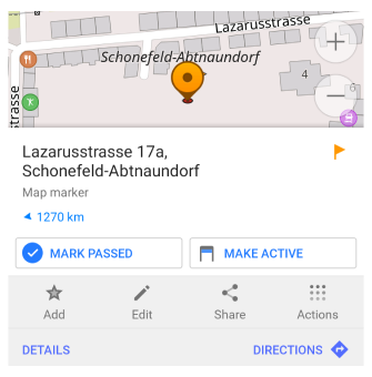 Дія Позначити пройденим маркер Android