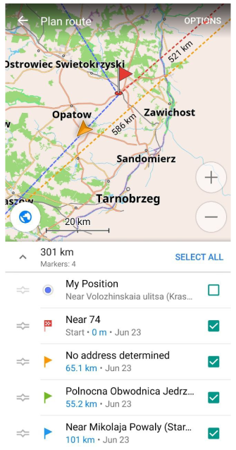 Планування маршруту для маркерів на карті Android