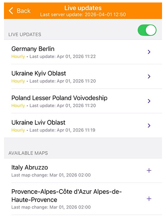 Меню Карти OsmAnd live  iOS